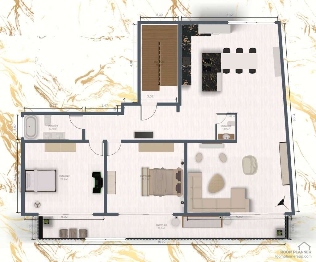 Tolle Penthouse - Wohnung mit großem Balkon und Kamin